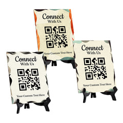 Customizable Connect With Us QR Code Table Sign (6x8") | Personalized QR Code Sign | Stylish Review Request Sign for Businesses With Acrylic Stand