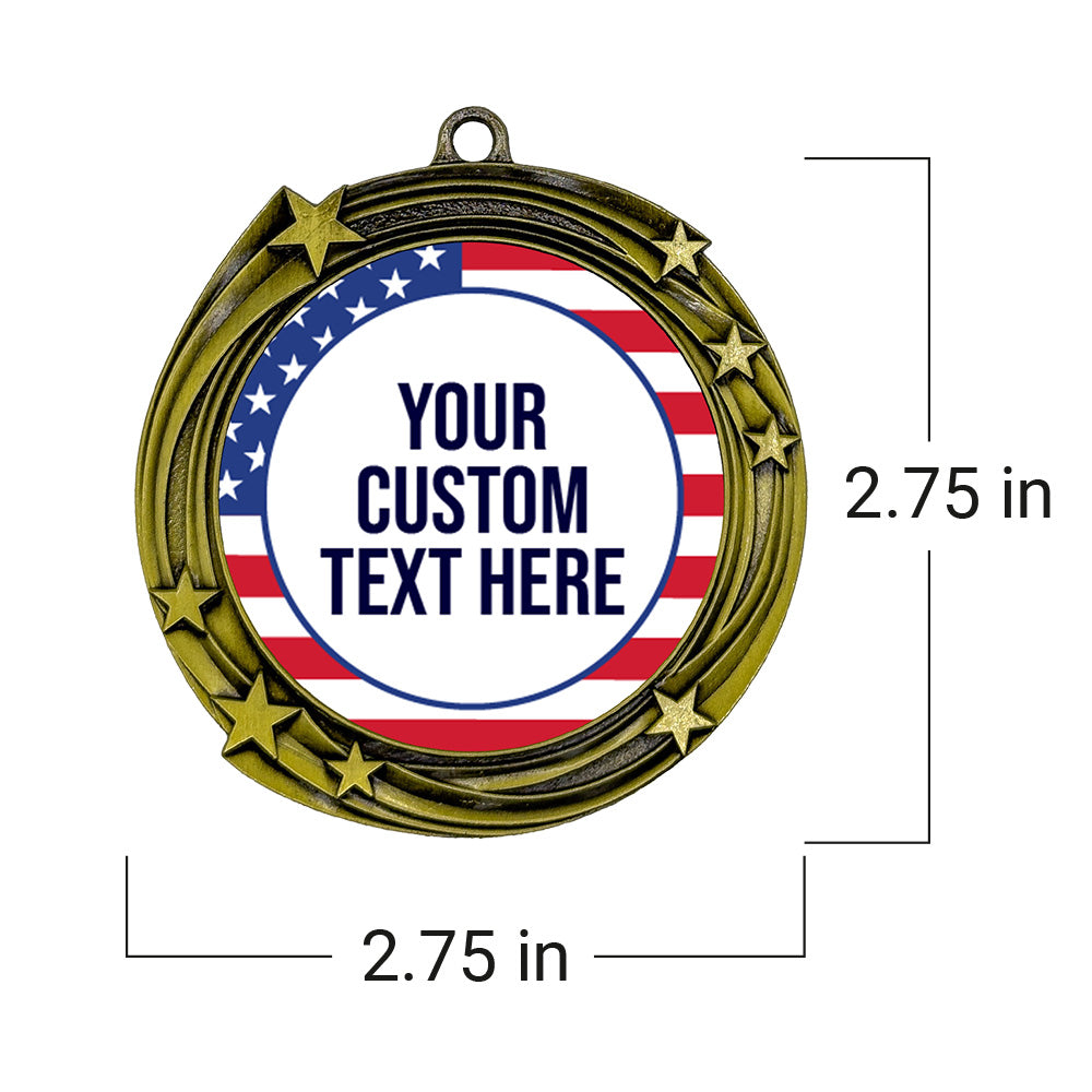 USA Flag Custom Personalized Stars Design Medal | Choice of Ribbon | Patriotic Personalized Award