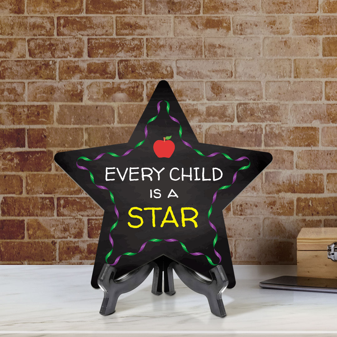 Sign ByLITA Every Child is a Star Star Table Sign with Acrylic Stand (7.5x7.5“) Development | Kindergarten Classroom Essentials | Nurture Young Minds | Fun & Educational Supplies | Easy to Read | Includes Easel Stand