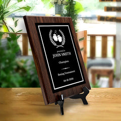 Boxing Customizable Wooden Award Plaque | Easel Mount Option | Achievement and Recognition Personalizable Plaques