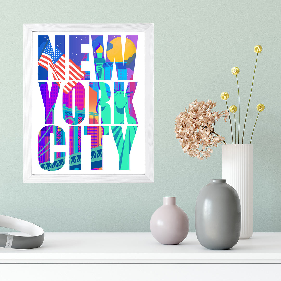 Designs ByLITA New York City Inspirational, Wall Print Art | American Cities Stylish Home Decoration (Unframed or Framed)