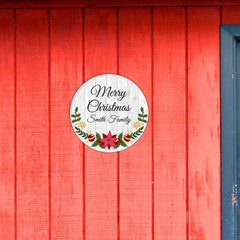 Circle Customizable Christmas Door or Wall Sign | Holiday Indoor Decoration