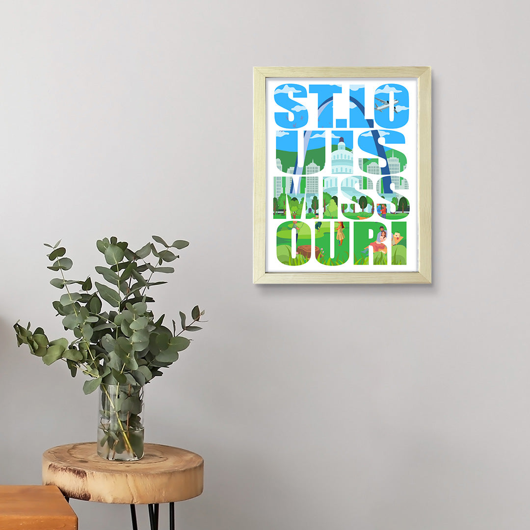 Designs ByLITA St. Louis, Missouri Inspirational, Wall Print Art | American Cities Stylish Home Decoration (Unframed or Framed)