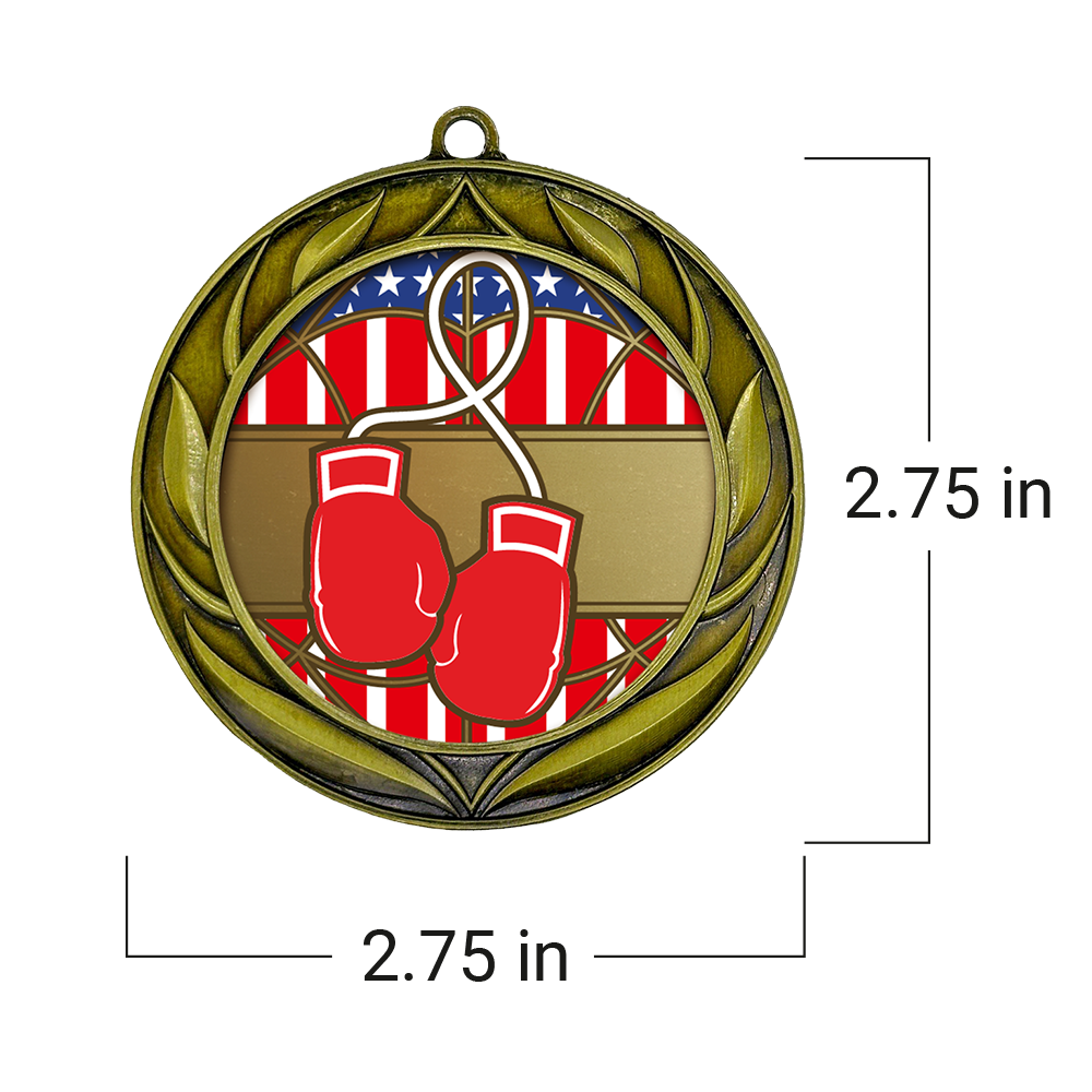 All Quality Boxing Wreath Design Medal - 1st, 2nd, 3rd Place