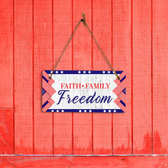 Faith Family Freedom 5x10 Hanging Plus Wall or Door Sign | USA Home Decor