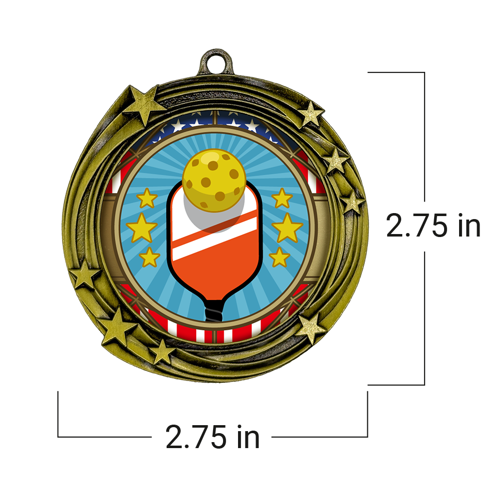 All Quality Stars Design Pickleball Medal - 1st, 2nd, 3rd Place