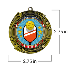 All Quality Stars Design Pickleball Medal - 1st, 2nd, 3rd Place