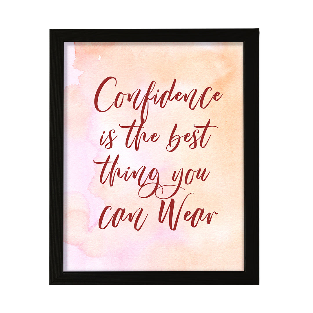 Confidence is the best thing you can wear, Inspirational Watercolor Framed Wall Art