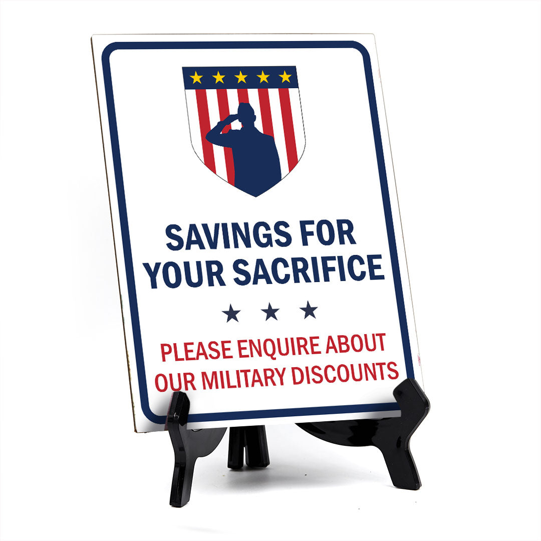 Honor Veterans with Military Table Signs 6x8" | US Pride | Veteran Gratitude Signs For Businesses and Homes