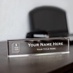 Financial planner, Personalized Acrylic Desk Sign Gavel Vector (2 x 10")