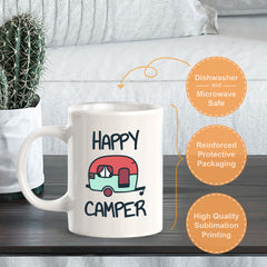 Happy Camper 11oz Plastic or Ceramic Coffee Mug | RV Camper Lifestyle