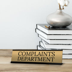 Signs ByLITA Complaints Department Office Decoration Gift Black Frame Desk Sign (2x8")