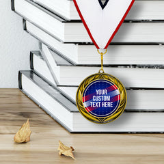 Patriot Custom Personalized Wreath Design Medal | Choice of Ribbon | USA Flag Personalized Award