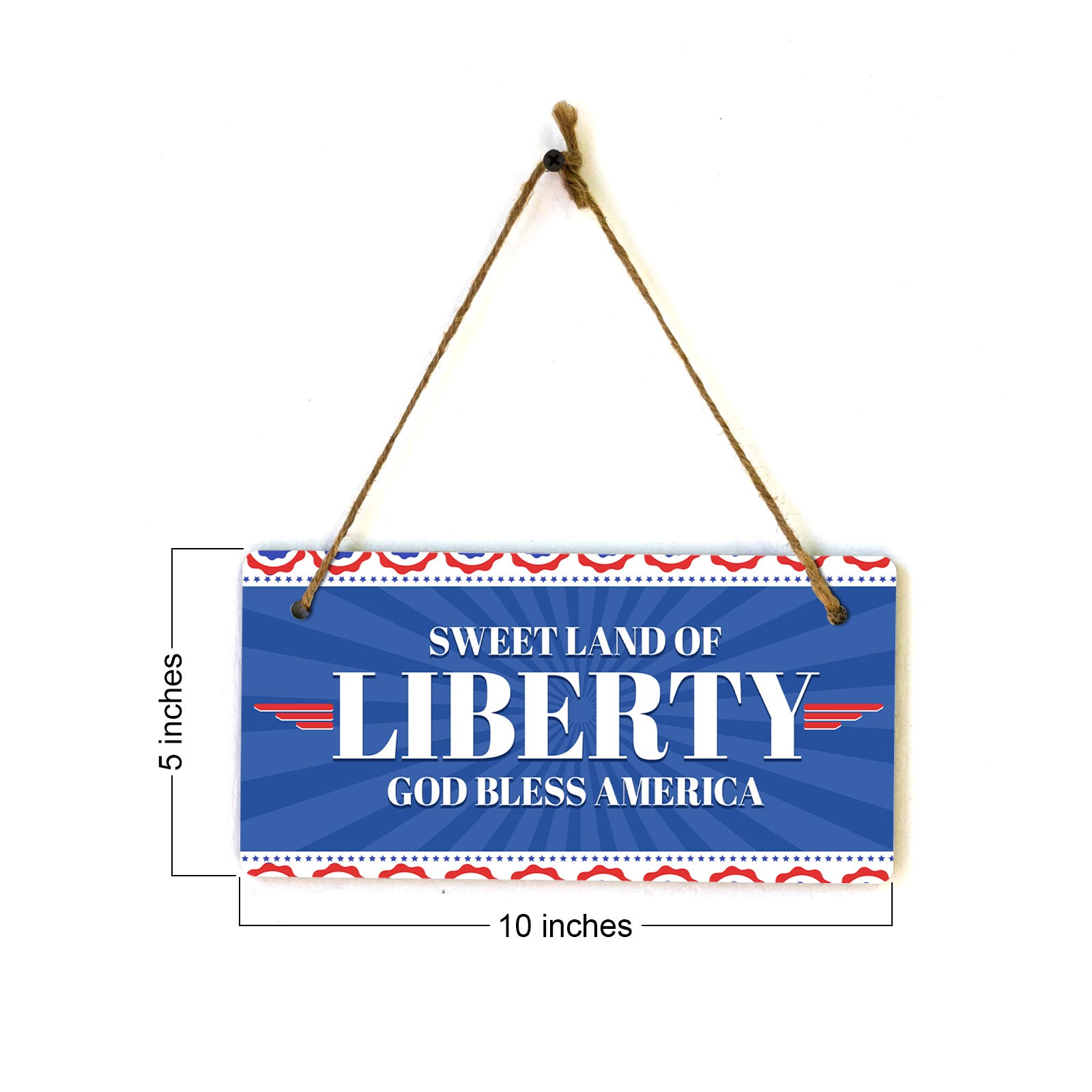 Sweet Land Of Liberty God Bless America 5x10 Hanging Plus Wall or Door Sign | USA Home Decor