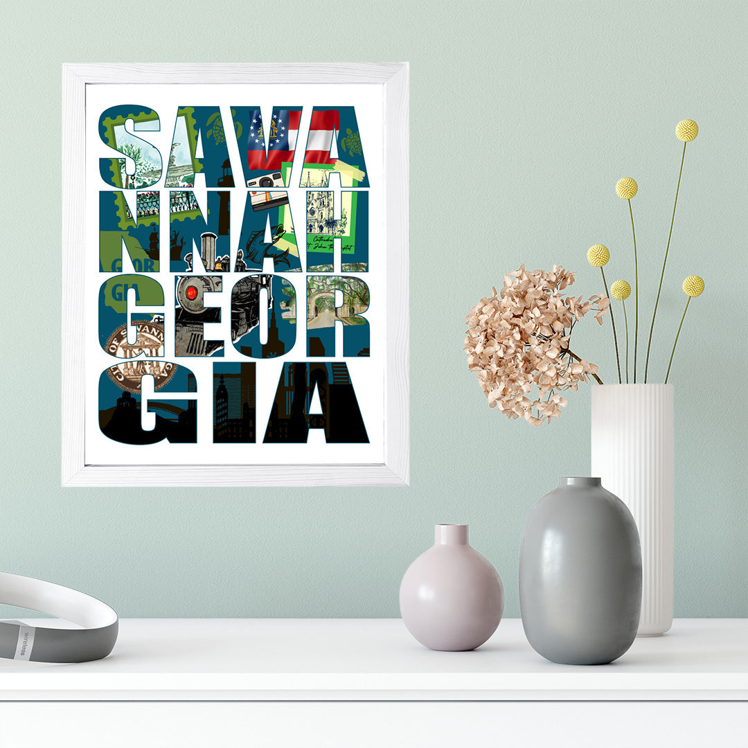 Designs ByLITA Savannah, Georgia Inspirational, Wall Print Art | American Cities Stylish Home Decoration (Unframed or Framed)