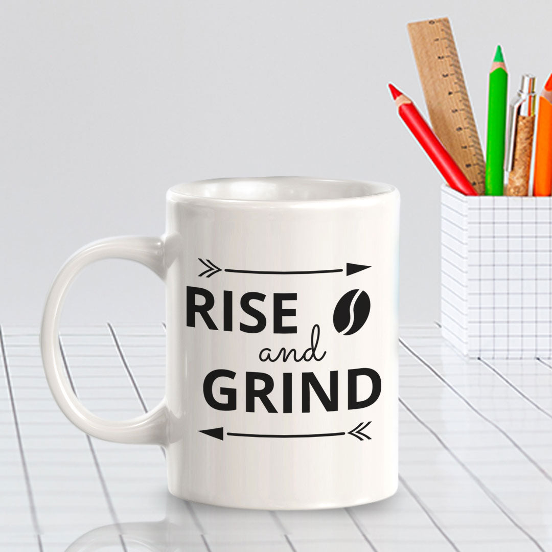 Designs ByLITA Rise and Grind Office Workspace Home Family 11oz Plastic/Ceramic Coffee Mug