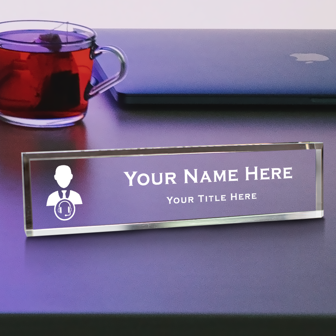 Customer service manager, Personalized Acrylic Desk Sign Gavel Vector (2 x 10")