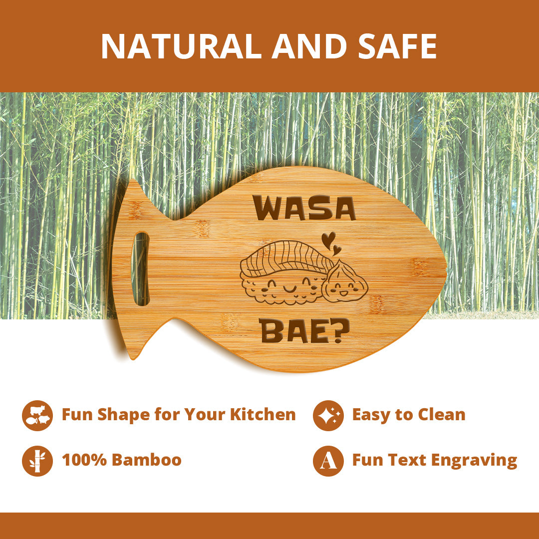 Wasa Bae 14 x 8.5" Fish Shape Cutting Board | Decorative Kitchen Accessory For Sushi Lovers