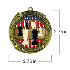 All Quality Chess Swirling Stars Design Medal - 1st, 2nd, 3rd Place