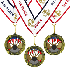 All Quality Bowling Swirling Stars Design Medal - 1st, 2nd, 3rd Place