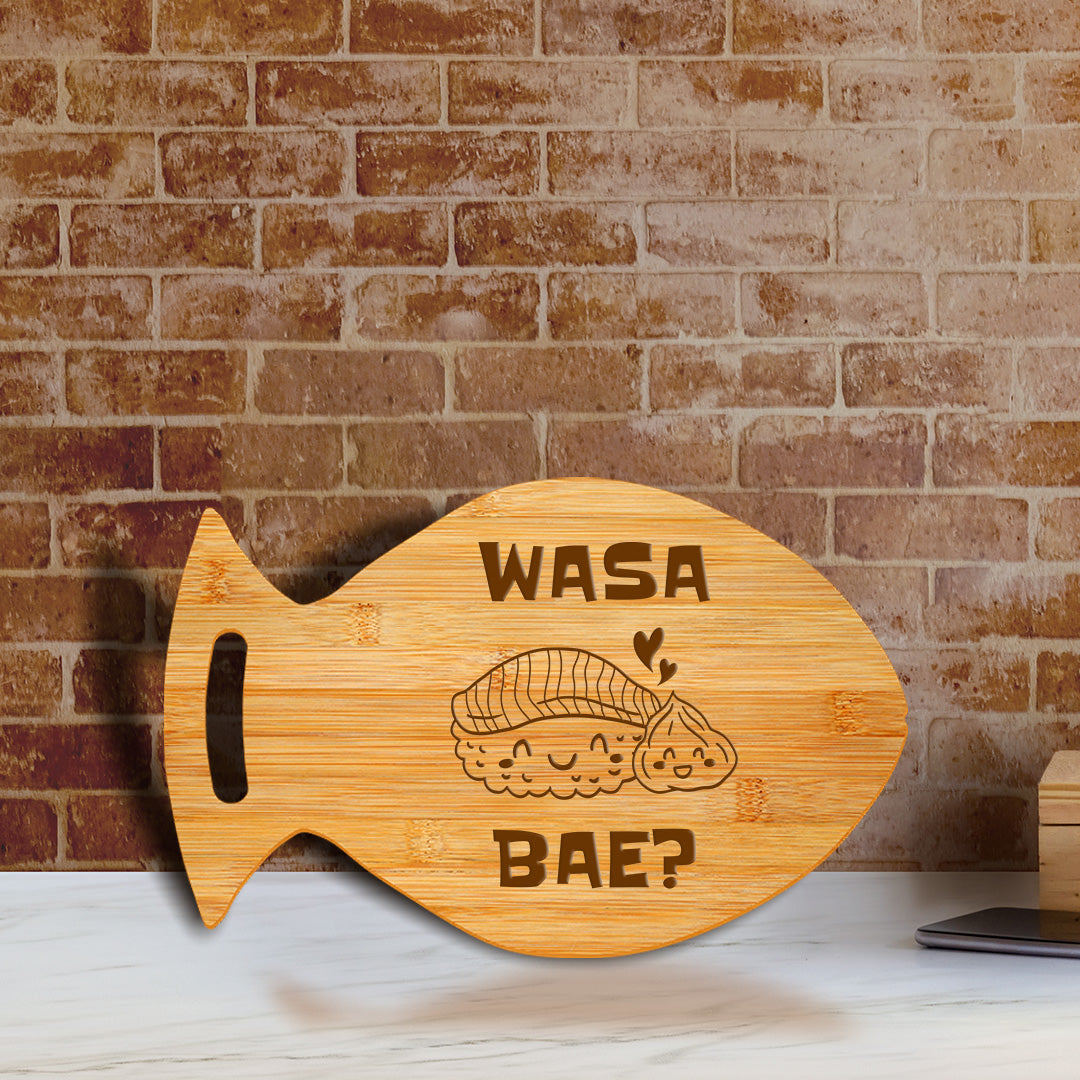 Wasa Bae 14 x 8.5" Fish Shape Cutting Board | Decorative Kitchen Accessory For Sushi Lovers