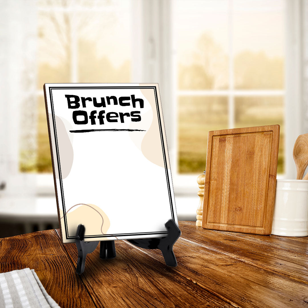 Brunch Offers 6x8 Dry Wipe Table Sign Easy Installation | Restaurant & Bar | Perfect To Clearly Direct Customers & Advertise Specials | No Pen Included