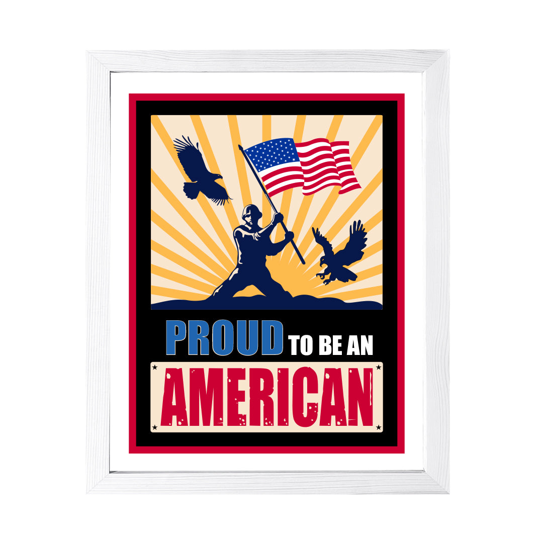 Designs ByLITA Proud To Be an American, Wall Print Art | USA Patriotic Decoration (Unframed or Framed)