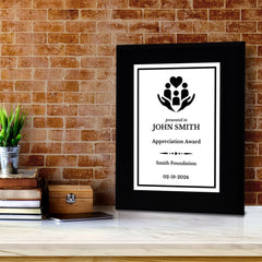 Donor and Patron Gratitude Customizable Black Frame Award Plaque | Easel Mount Option | Recognition and Service Personalizable Plaque