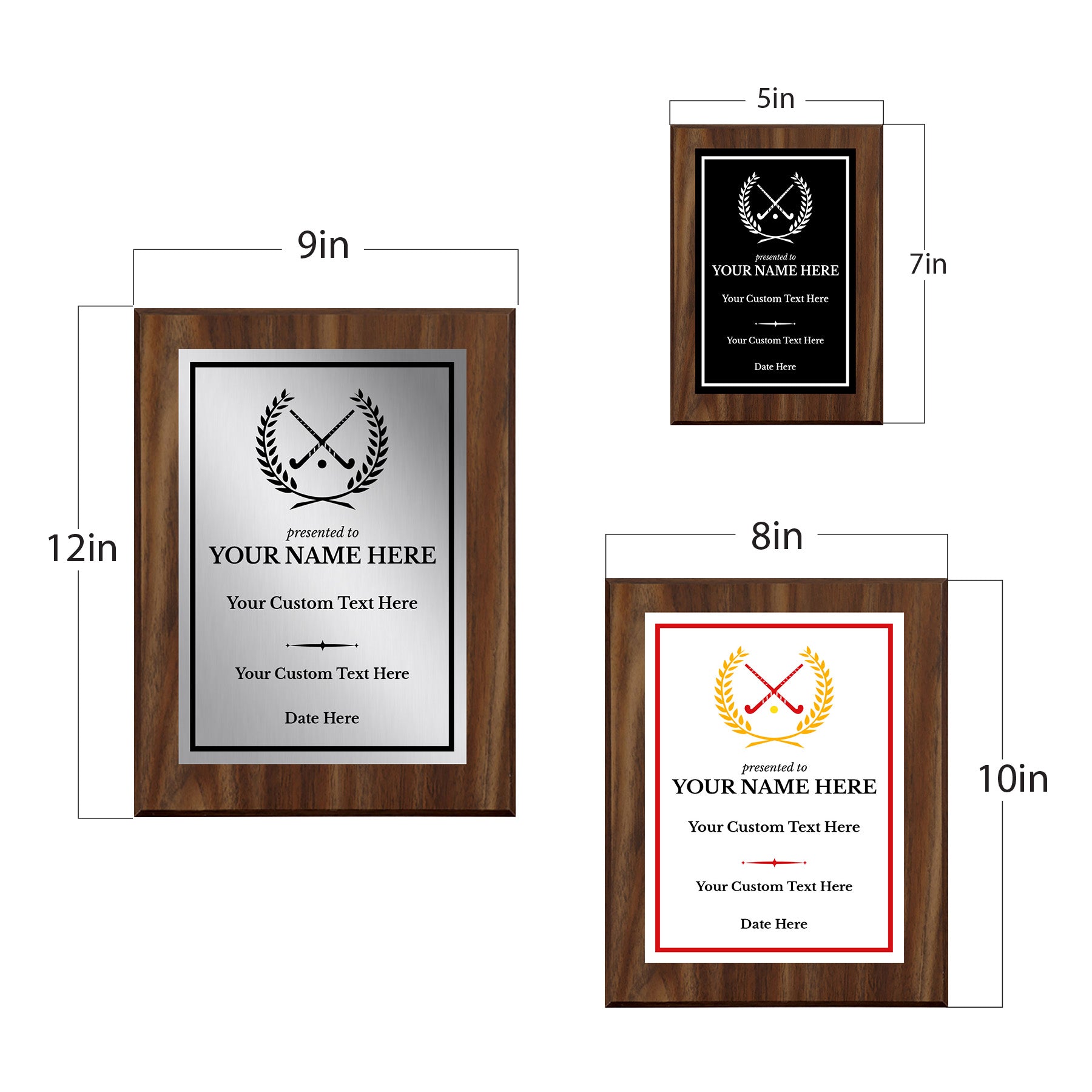 Field Hockey Customizable Wooden Award Plaque | Easel Mount Option | Achievement and Recognition Personalizable Plaques | Sports Award