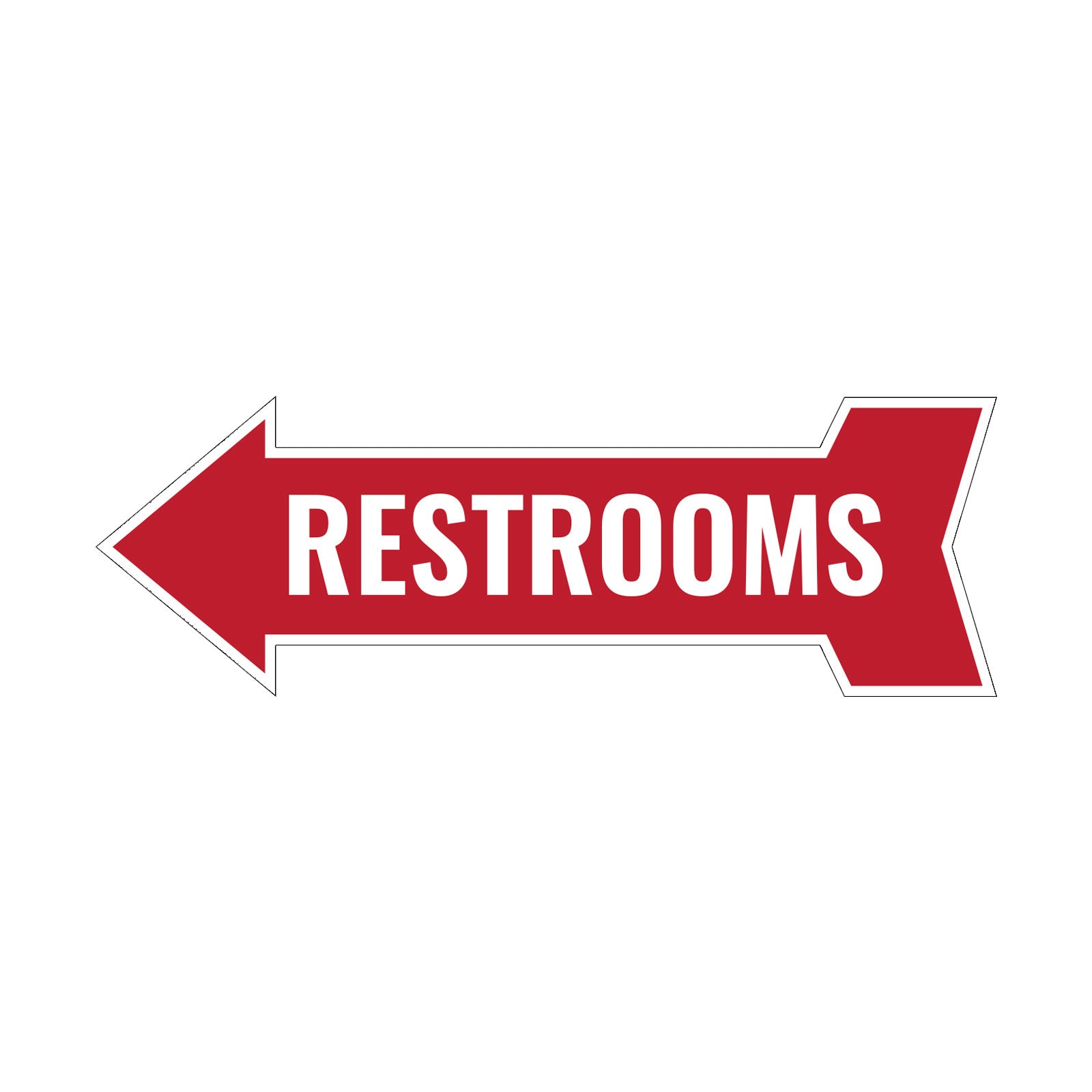 Arrow Shape Restrooms 12x4" Wall or Door Sign | Bathroom Signage