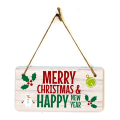 Merry Christmas & Happy New Year 5x10 Hanging Plus Wall or Door Sign | Christmas Home Decor