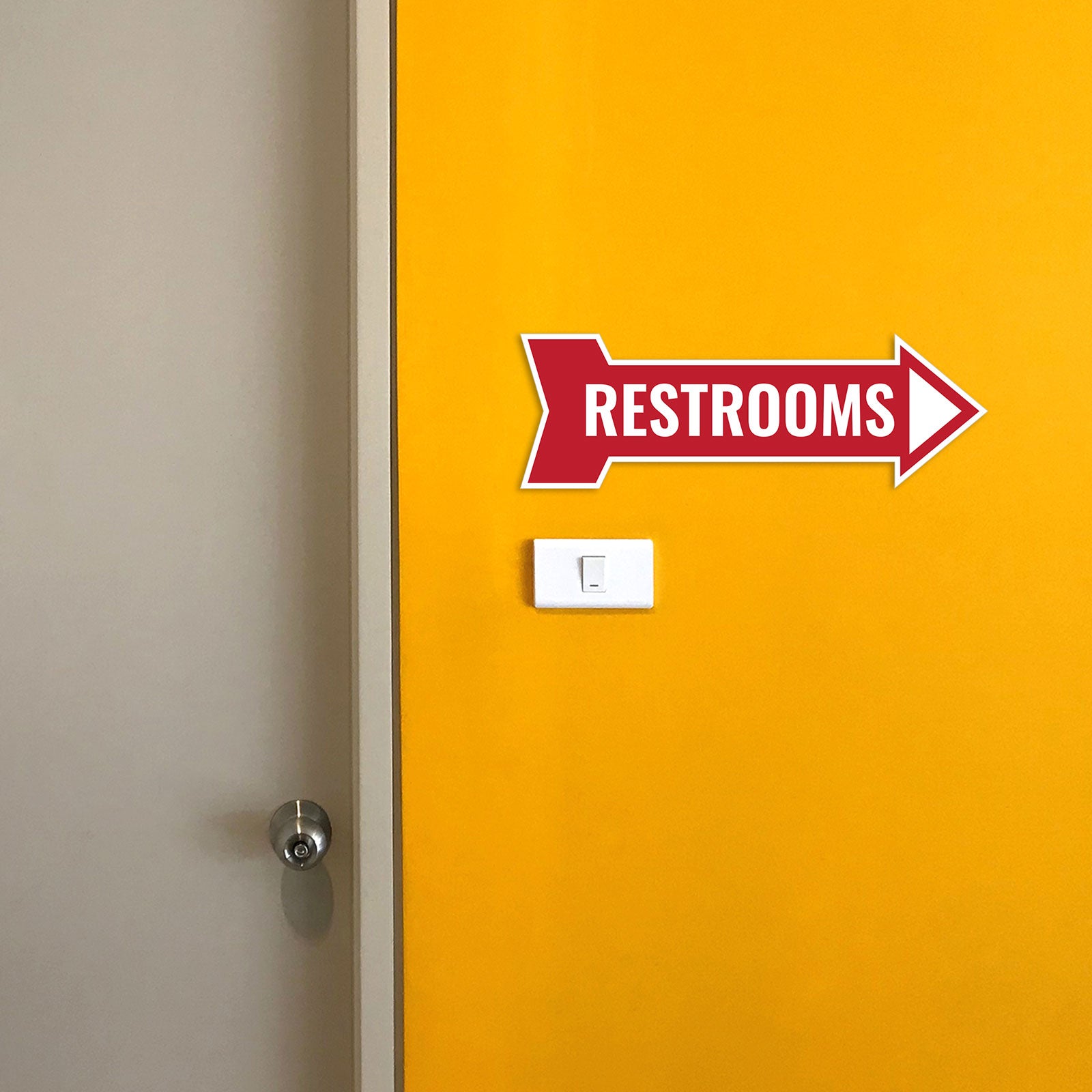 Arrow Shape Restrooms 12x4" Wall or Door Sign | Bathroom Signage