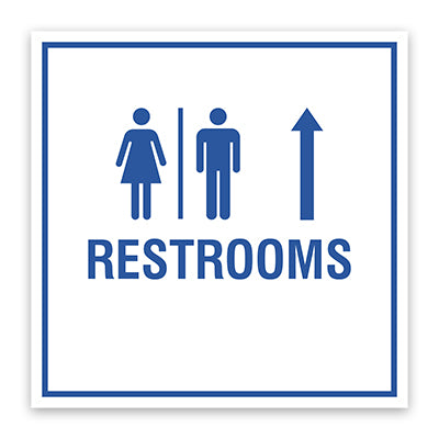 Square Plus | Restrooms Up Arrow Wall or Door Sign | Customizable with Your Company Logo | Durable & Easy to Install