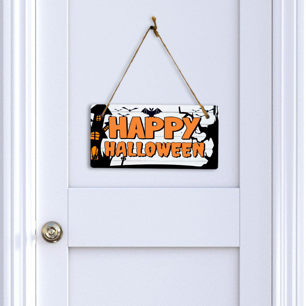 Happy Halloween 5x10 Hanging Plus Wall or Door Sign | Rustic Twined | Spooky Halloween Decoration