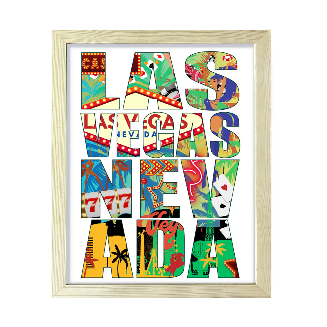 Designs ByLITA Las Vegas, Nevada Inspirational, Wall Print Art | American Cities Stylish Home Decoration (Unframed or Framed)