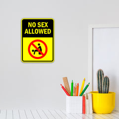 Portrait Round Plus No Sex Allowed Door or Wall Sign | Funny Warning Sign For Bedroom