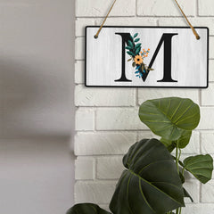 M Flower Decor 5x10 Hanging Wall or Door Sign | Alphabet Letter Room Decoration