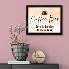 Coffee Bar. Love is brewing, Watercolor Framed Kitchen Wall Art