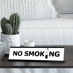 No smoking, BW Black Frame, Desk Sign (2 x 8")