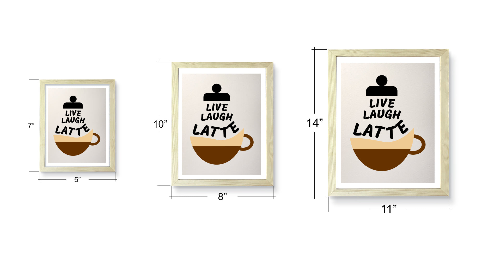 Designs ByLITA Live Laugh Latte, Wall Print Art | Coffee Retro Kitchen Decoration