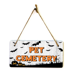 Pet Cemetery 5x10 Hanging Plus Wall or Door Sign | Rustic Twined | Spooky Halloween Decoration