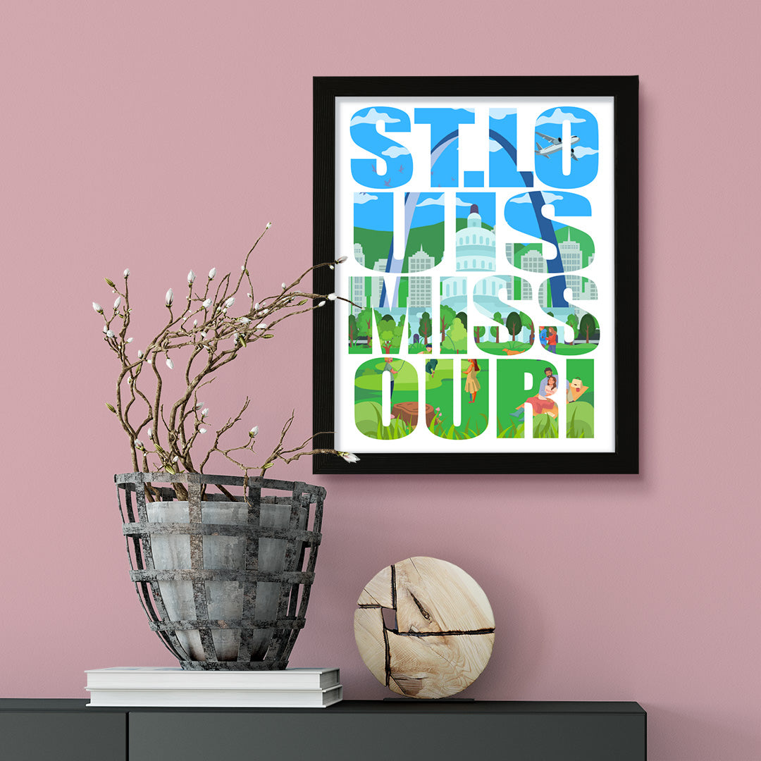 Designs ByLITA St. Louis, Missouri Inspirational, Wall Print Art | American Cities Stylish Home Decoration (Unframed or Framed)