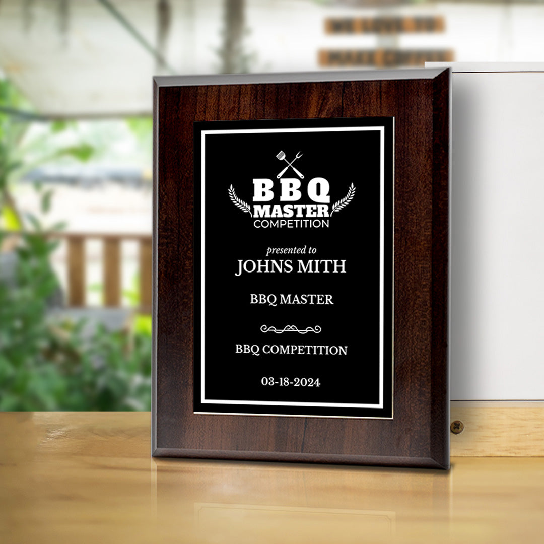 BBQ Master Competition Customizable Award Plaque | Easel Mount Option | Achievement and Recognition Personalizable Plaques