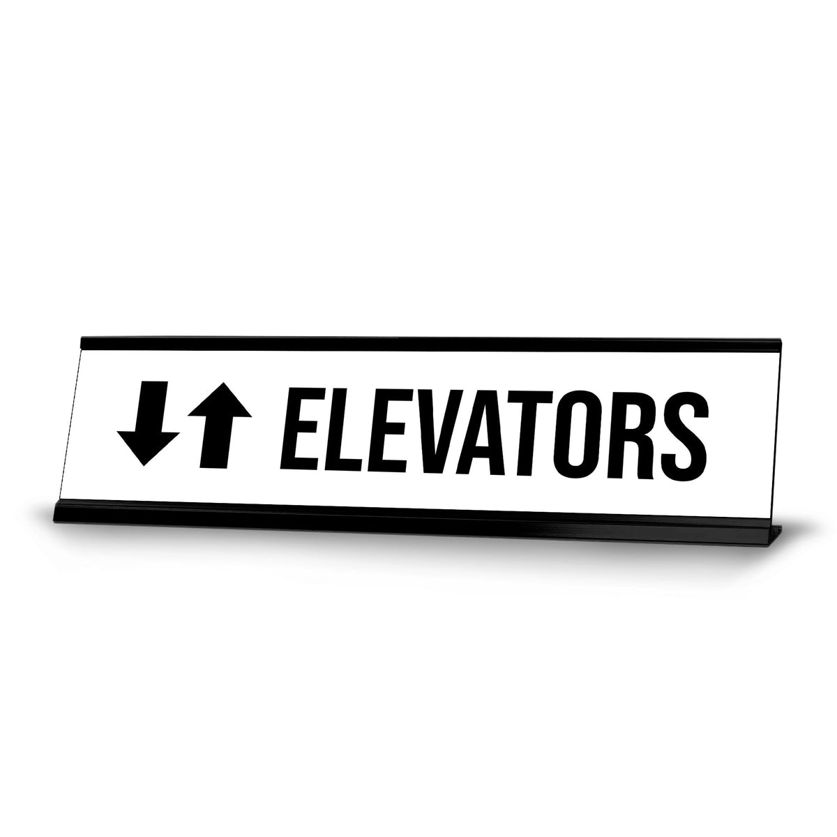 Elevator Arrows Black Frame, Desk Sign (2 x 8")