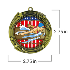 All Quality Swimming Swirling Stars Design Medal - 1st, 2nd, 3rd Place