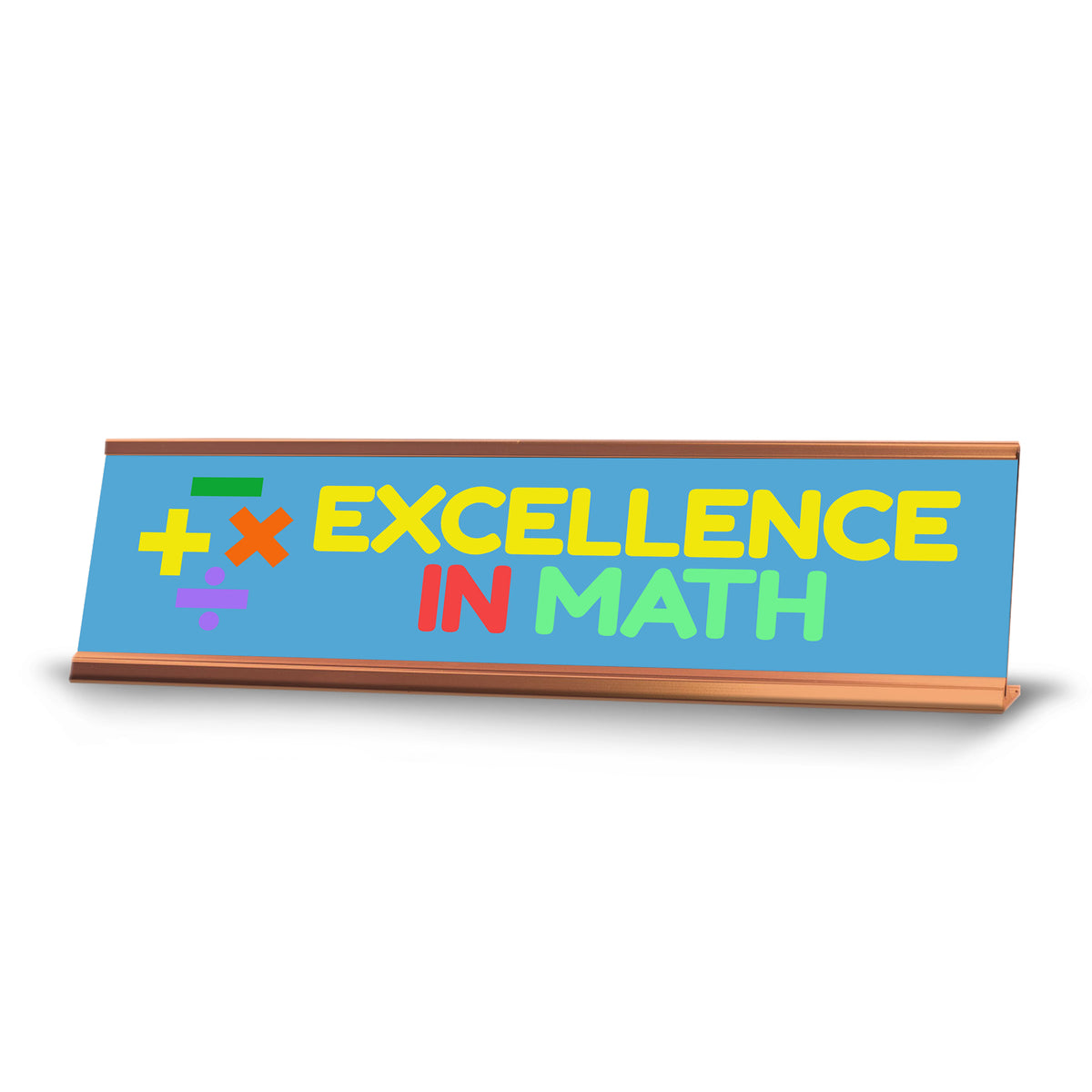 Signs ByLITA Excellence in Math Award, Gold Frame, Desk Sign (2x8")