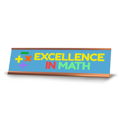 Signs ByLITA Excellence in Math Award, Gold Frame, Desk Sign (2x8")