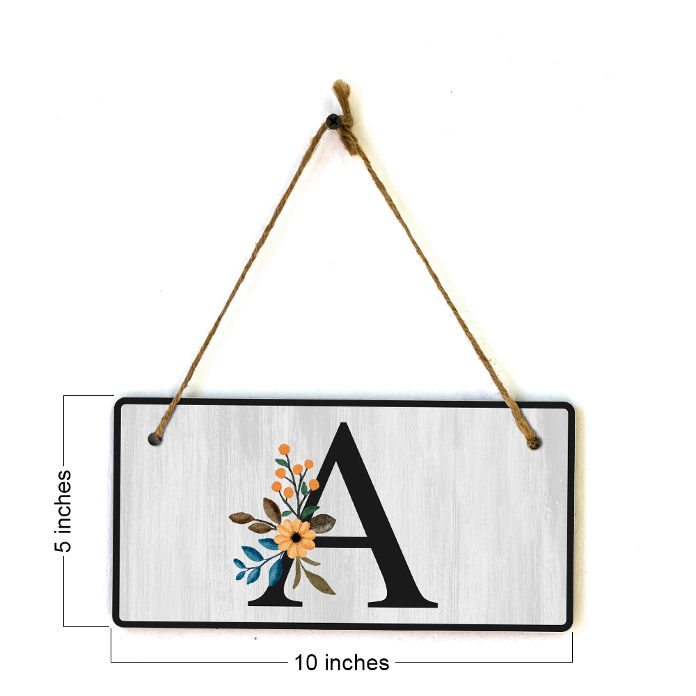 A Flower Decor 5x10 Hanging Wall or Door Sign | Alphabet Letter Room Decoration