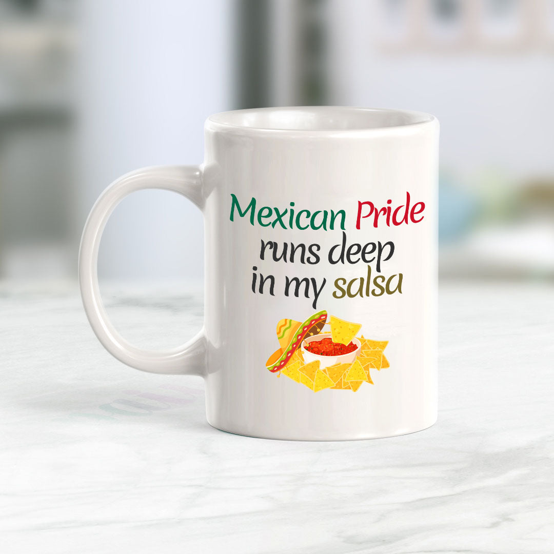 Designs ByLITA Mexican Pride Runs Deep in My Salsa 11oz Plastic or Ceramic Coffee Mug Elegance | Great Novelty Gift | High Quality Sublimation