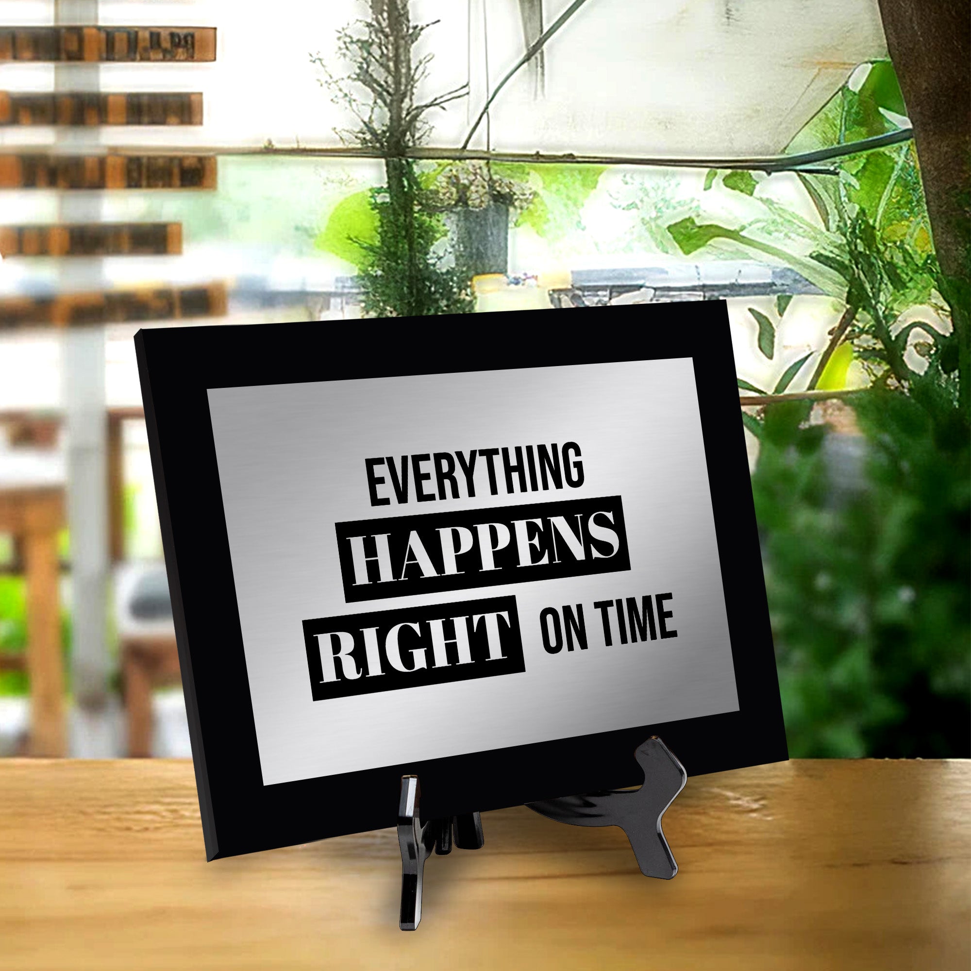 Everything Happens Right on Time Decorative Wall Plaque | Easel Mount Option | Inspirational Affirmation Wall Art